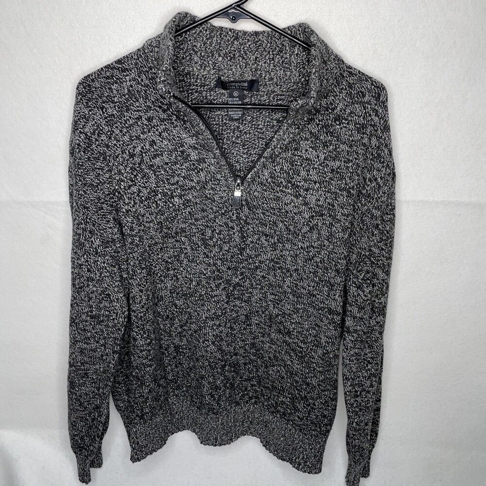 Giorgiolini Mens Gray/Black Pullover Wool/Viscose Blend Made in Italy XL